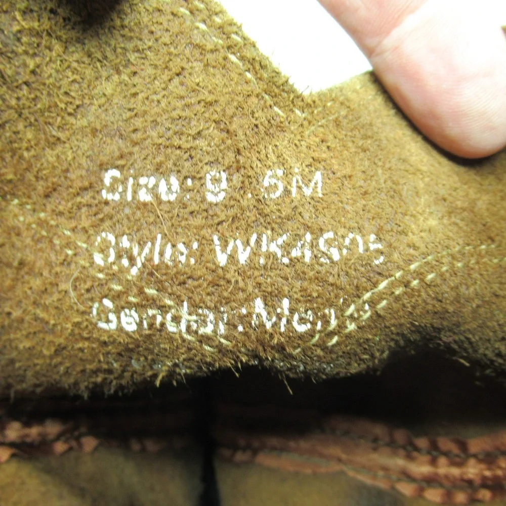 Justin Mens Boots 9.5 M Brown Leather Pull On‎ Cowboy Riding Roper Rugged Work
